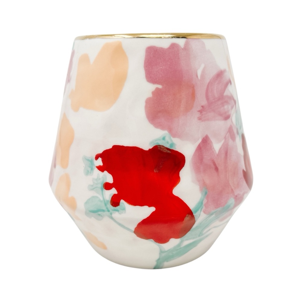 Anthropologie Larue Vase Floral Watercolor Multicolor Stoneware - Picture 7 of 10